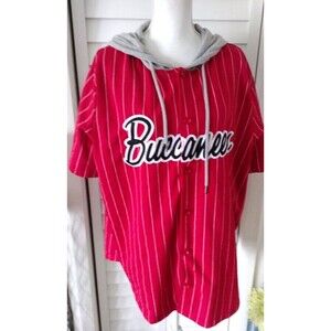 NFL Tampa Bay Buccaneers Football Button Down Short Sleeve Hooded Shirt Men‎ XXL